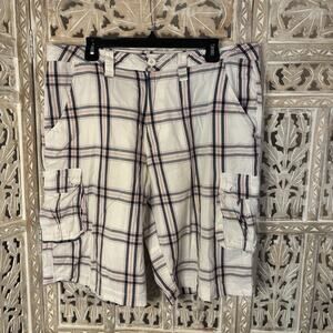 Marc Ecko Shorts Cargo Cut n Sew Multicolor Plaid Mens Size W34 embroidered Logo